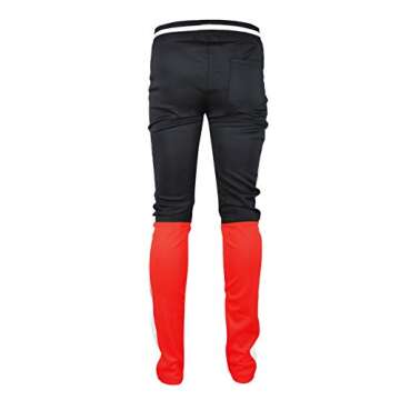 SCREENSHOTBRAND-P41705 Mens Hip Hop Streetwear Premium Slim Fit Track Pants - Athletic Jogger Color Block Sportswear-BK/RD-Small