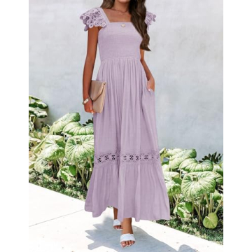 ZESICA Women's Summer Lace Strap Maxi Dress - Elegant Style