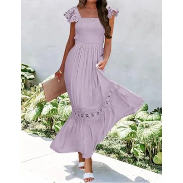 ZESICA Women's Summer Lace Strap Maxi Dress - Elegant Style