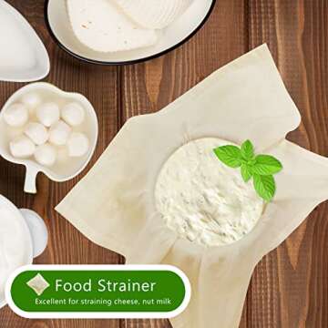 6 Pack Cheesecloth for Straining, 20”X20”, Grade 90, 2 Layers,Edge Hemmed, 100% Unbleached Cotton Cloth Reusable, Strainer for Cheese, Yogurt, Almond/Oat/Soy Nut Milk, Juice, Coffee, Herbs