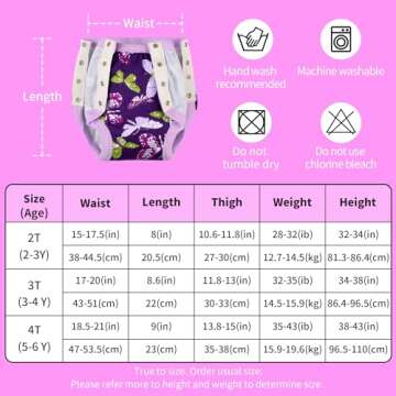 BIG ELEPHANT Baby Side Button Training Pants, Reusable Snaps on 100% Cotton Training Underwear for Toddler, 3 Years