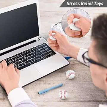 ADXCO 24 Pack Mini Sports Balls Foam Baseball Stress Balls with Black Drawstring Mesh Bag for School Carnival Reward Party Favors Stress Anxiety Relief Relaxation (Baseball)