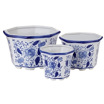 HakkaGirl Ceramic Flower Pots, White Ceramic Planter Plant Pots Indoor Decorative for Succulent Cactus Herb Orchid or Small Plants with Trays, Set of 3