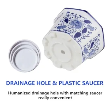 HakkaGirl Ceramic Flower Pots, White Ceramic Planter Plant Pots Indoor Decorative for Succulent Cactus Herb Orchid or Small Plants with Trays, Set of 3