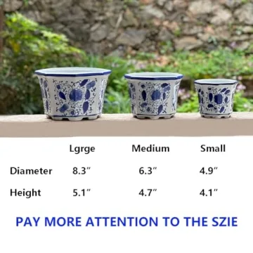 HakkaGirl Ceramic Flower Pots, White Ceramic Planter Plant Pots Indoor Decorative for Succulent Cactus Herb Orchid or Small Plants with Trays, Set of 3