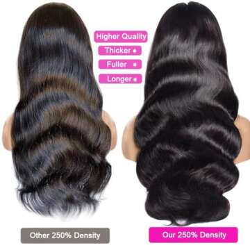 IUPin 250 Density HD Body Wave Lace Front Wigs Human Hair Pre Plucked with Baby Hair Glueless Human ...