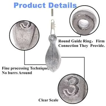 Croch 30pcs Fishing sinkers Kits Bank Sinker Weights for Saltwater Freshwater Fishing Gear Tackle 3oz 2oz 1oz 3/4oz 1/2oz