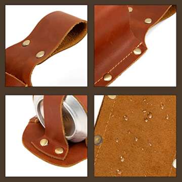 Leather Beer Holster Belt Hands-Free Drink Holder Outdoor