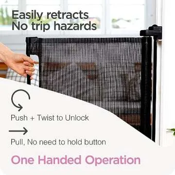 Retractable Baby Gate Perma Child Safety 33" Tall x 71” Wide, Mesh, for Stairs, Doorways, Dogs, Pe...
