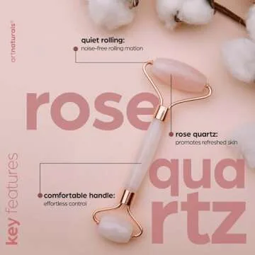 Artnaturals Rose Quartz Facial Roller - Pink Face Jade for Natural Anti Aging Ice Massager - Real Authentic Crysal Gemstone for Wrinkles and Puffiness Relief - Cold Stone Massage