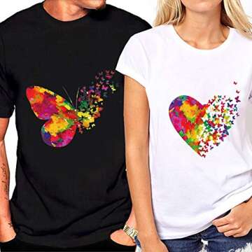 8 Large Sheets Colorful Butterfly Iron on Stickers Patches Cute Flying Animal Heat Transfer Stickers...