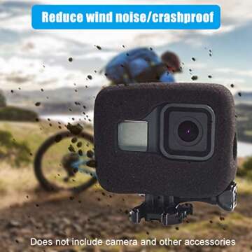 Noise reducing Foam Sponge Windproof case for GoPro Hero 8 Black Camera,Reducing Wind Noise for Opti...