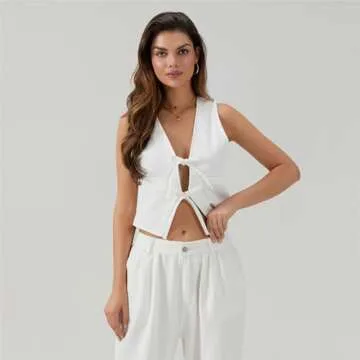Women Y2k Peplum Tie Front Babydoll Vest Tops