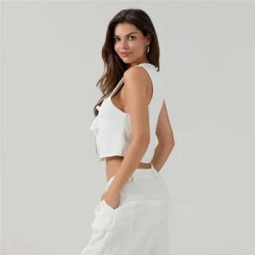 Women Y2k Peplum Tie Front Babydoll Vest Tops