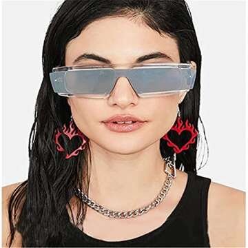 ONLYJUMP Fire Flame Heart Earrings - Unique Punk Charm Jewelry for Women