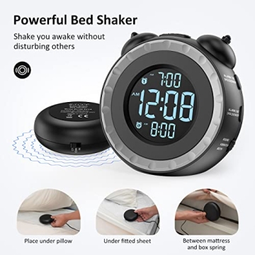 uscce Loud Dual Alarm Clock - Perfect for Heavy Sleepers