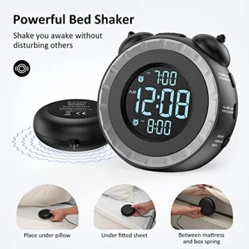 uscce Loud Dual Alarm Clock - Perfect for Heavy Sleepers