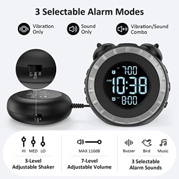 uscce Loud Dual Alarm Clock - Perfect for Heavy Sleepers