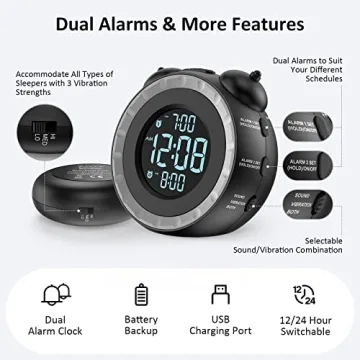 uscce Loud Dual Alarm Clock - Perfect for Heavy Sleepers