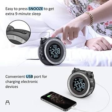 uscce Loud Dual Alarm Clock - Perfect for Heavy Sleepers