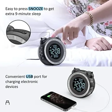 uscce Loud Dual Alarm Clock - Perfect for Heavy Sleepers