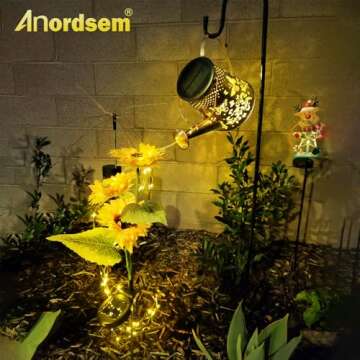 Anordsem Solar Watering Can Lights: Butterfly Hanging Lanterns Outdoor Waterproof for Garden Yard Pa...