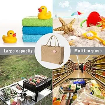 MACWE Beach Tote Bag for Women Waterproof Handmade Straw Shoulder Bag Tassel Burlap Handbag for Beach, Picnic and Traveling