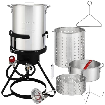 Kcelarec 30 Qt Turkey Fryer Set with 55,000 BTU Burner - Outdoor Cooking Essential