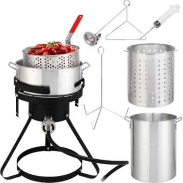 Kcelarec 30 Qt Turkey Fryer Set High-Power Burner Outdoor Cooking