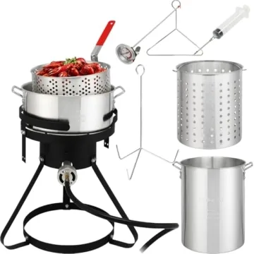Kcelarec 30 Qt Turkey Fryer Set High-Power Burner Outdoor Cooking