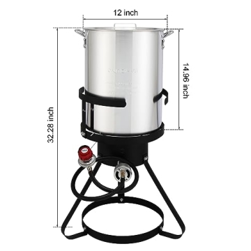 Kcelarec 30 Qt Turkey Fryer Set High-Power Burner Outdoor Cooking