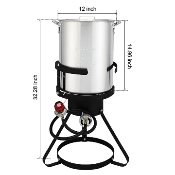 Kcelarec 30 Qt Turkey Fryer Set High-Power Burner Outdoor Cooking