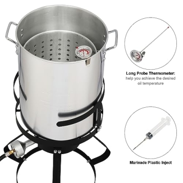 Kcelarec 30 Qt Turkey Fryer Set High-Power Burner Outdoor Cooking