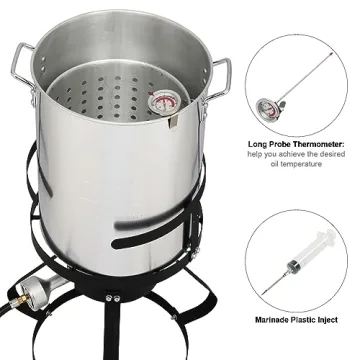 Kcelarec 30 Qt Turkey Fryer Set High-Power Burner Outdoor Cooking