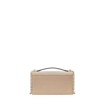kate spade new york Deco Pebbled Leather Mini Flap Chain Crossbody, Timeless Taupe