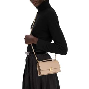 kate spade new york Deco Pebbled Leather Mini Flap Chain Crossbody, Timeless Taupe