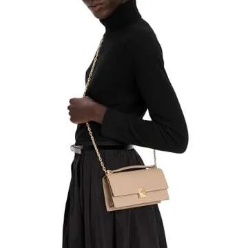 kate spade new york Deco Pebbled Leather Mini Flap Chain Crossbody, Timeless Taupe