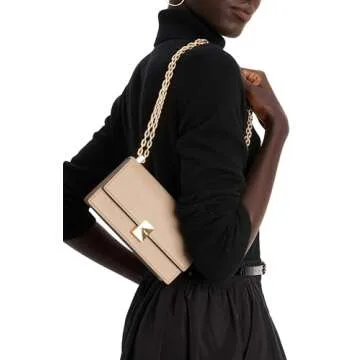 kate spade new york Deco Pebbled Leather Mini Flap Chain Crossbody, Timeless Taupe