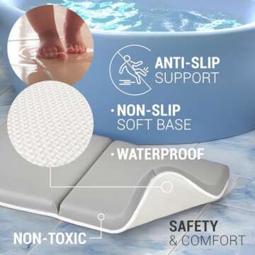 colsen Baby Bath Kneeler and Elbow Kneeling Rest Pad Set – Comfortable, 1.5” Thick, Painless, Non-Slip, Foldable Mat for Bathing Parents, with Toy Organizer for Babies and Toddlers - Grey