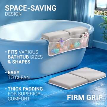 colsen Baby Bath Kneeler and Elbow Kneeling Rest Pad Set – Comfortable, 1.5” Thick, Painless, Non-Slip, Foldable Mat for Bathing Parents, with Toy Organizer for Babies and Toddlers - Grey