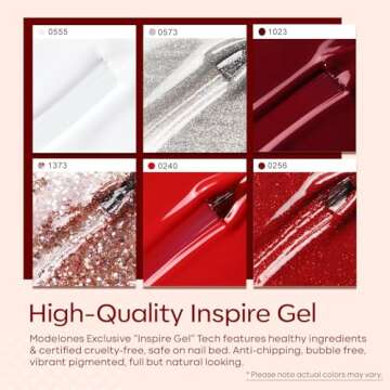 Modelones Red Gel Nail Polish Set - 6 Trendy Colors