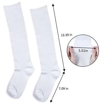Senker Women's 4 Pairs Cotton Knee High Casual Solid Knit Socks, B_white, Medium