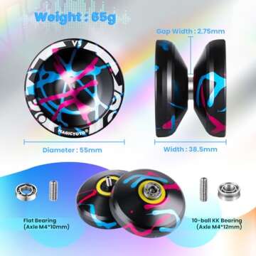 MAGICYOYO V3 Yoyo Professional Responsive Yoyo for Kids, Unresponsive Yoyo for Adults, Metal Professional Yoyo + 12 Yoyo Strings, Yo-Yo Accessory