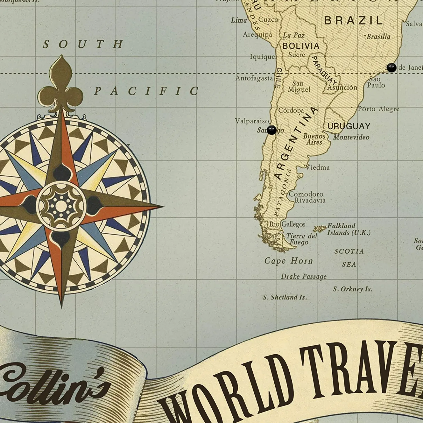 Personalized Push Pin Map - Travel Memories