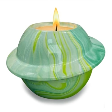 Premium Outdoor Citronella Candle, Green Ceramic, 8 Oz Large Jar, Repelling Scented Candles, 100% So...