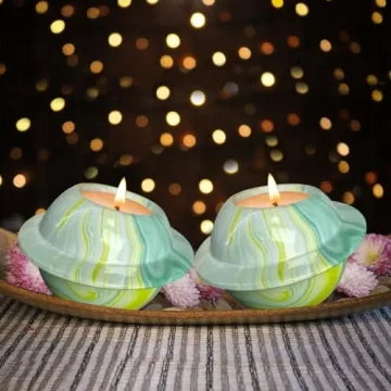 Premium Citronella Candle in Green Ceramic for Outdoors