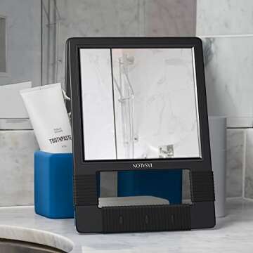 TASALON Hand Mirrors with Handle - Unbreakable Hand Mirror - Unbreakable Handheld Mirror with Silicone Handle for Barber Mirror, Salon Mirror, Makeup Mirror or Shower Mirror, Hand Held Mirror - Black