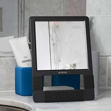 TASALON Hand Mirrors with Handle - Unbreakable Hand Mirror - Unbreakable Handheld Mirror with Silicone Handle for Barber Mirror, Salon Mirror, Makeup Mirror or Shower Mirror, Hand Held Mirror - Black