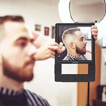 TASALON Hand Mirrors with Handle - Unbreakable Hand Mirror - Unbreakable Handheld Mirror with Silicone Handle for Barber Mirror, Salon Mirror, Makeup Mirror or Shower Mirror, Hand Held Mirror - Black