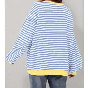 REIOASUD Oversized Striped Sweatshirt for Women